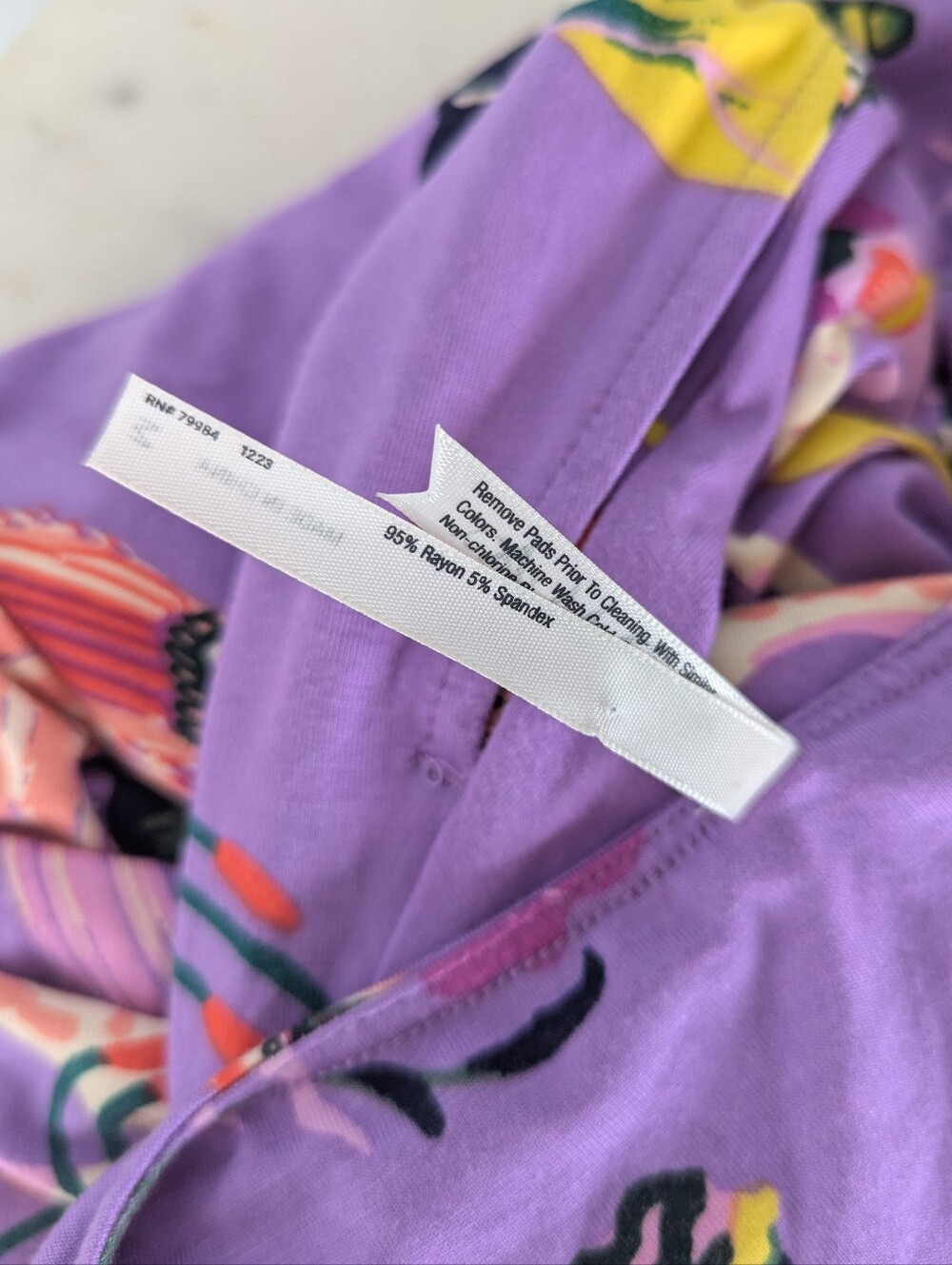 Soma Purple Floral Print Draped Empire Jersey Dress - Picture 10 of 13